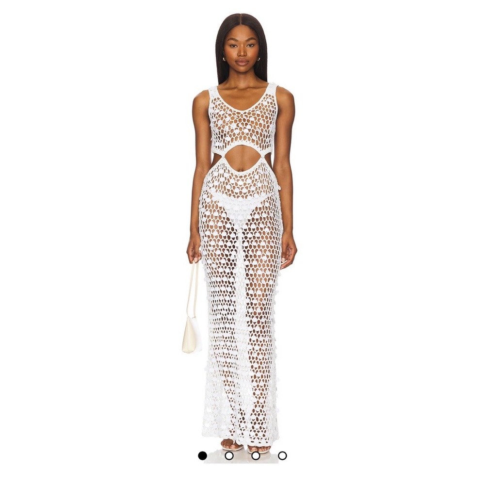 Revolve Superdown Elena Maxi Crochet Dress in White XS